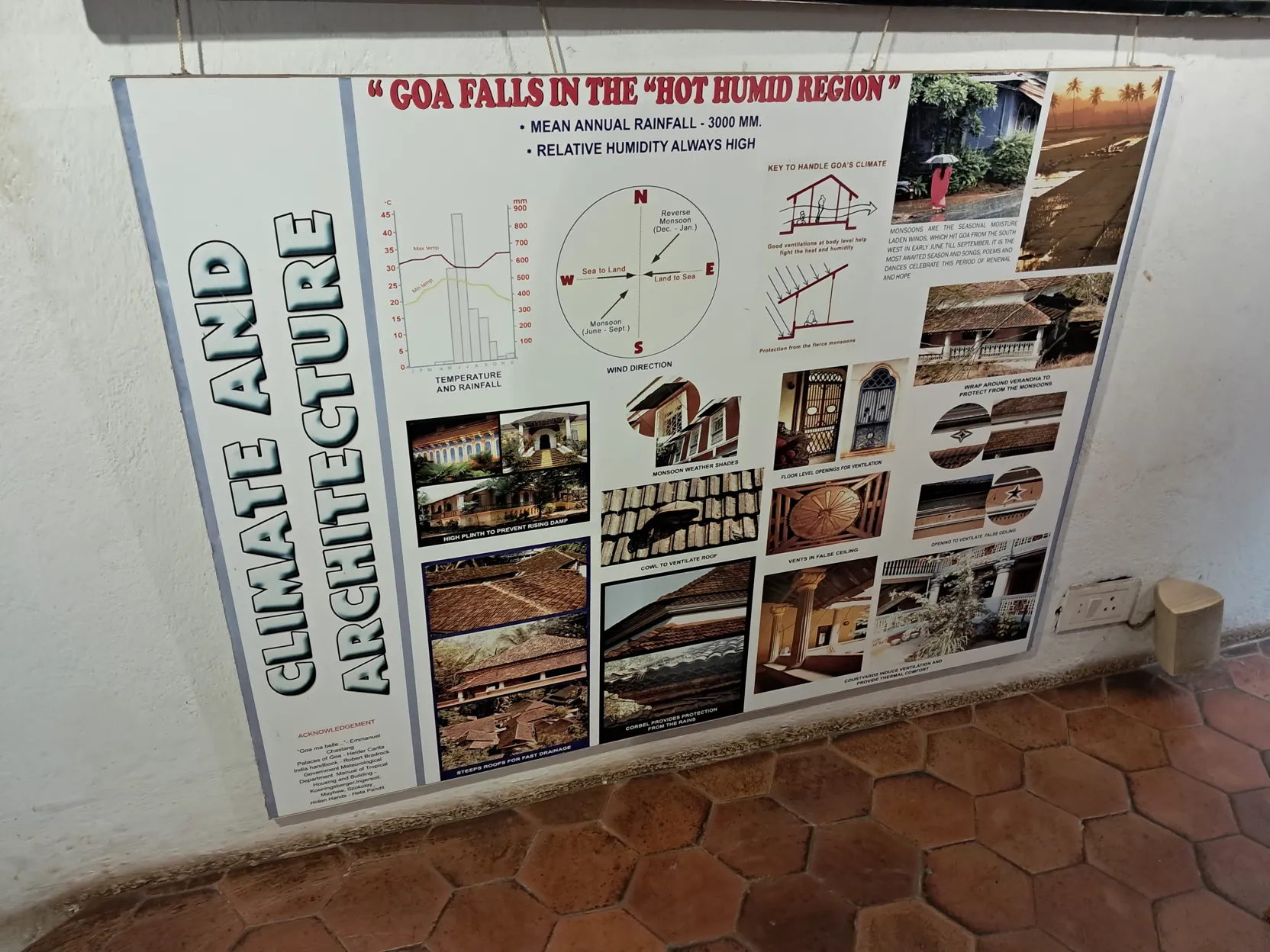 An information board on how Goan architecture responds to the climate